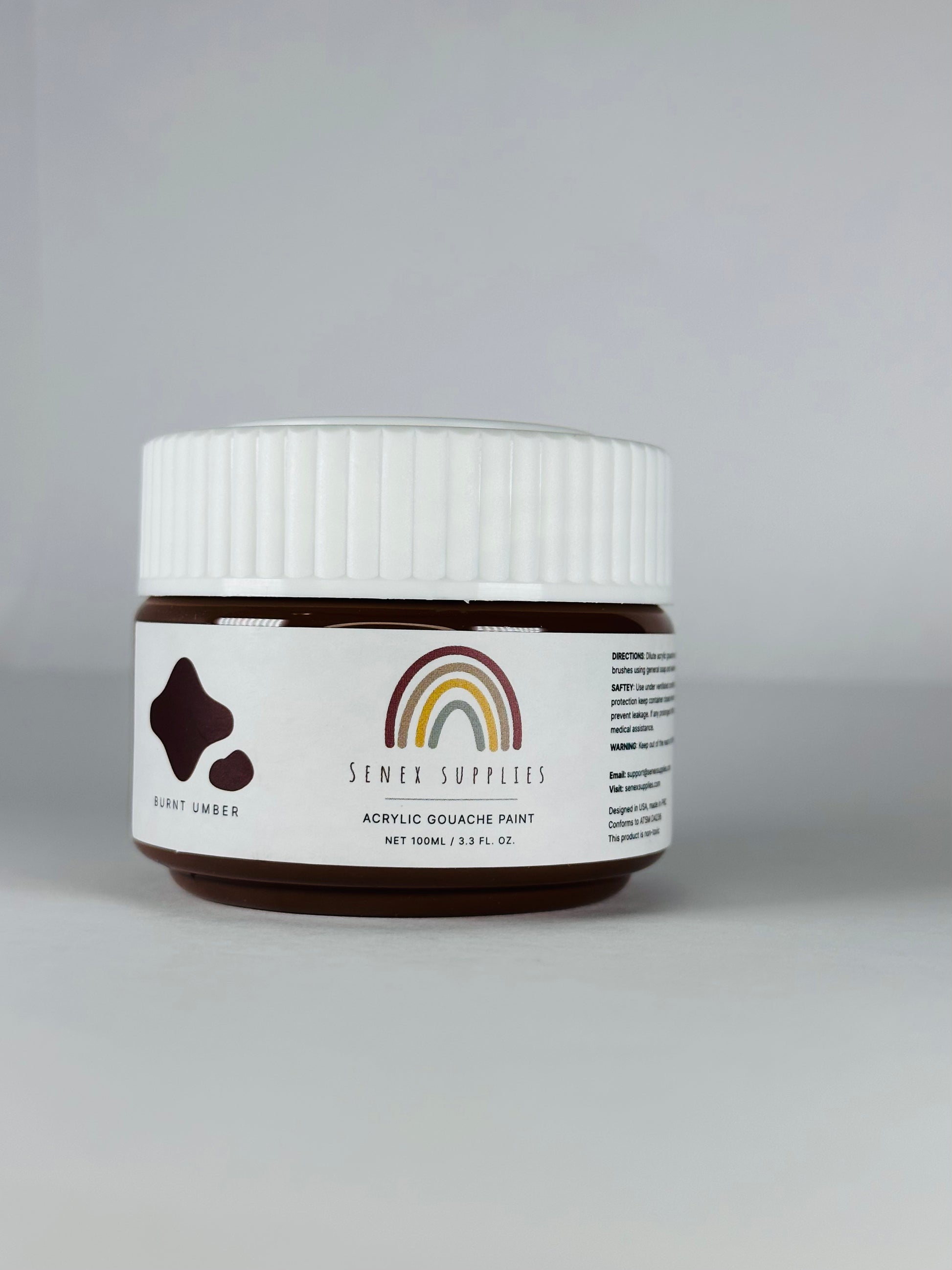 Burnt umber Acrylic gouache paint pot